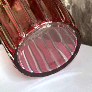 VAL SAINT LAMBERT - Léon LEDRU Viennese clear crystal vase with red lining, ca 1905