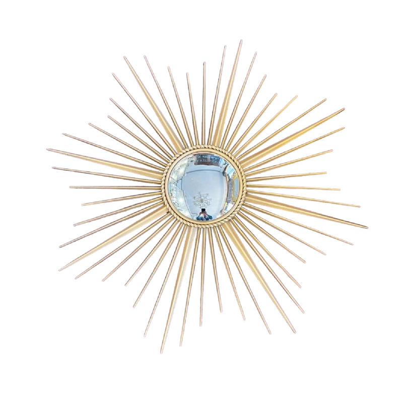 CHATY VALLAURIS - Miroir soleil métal doré - 86cm - 1960