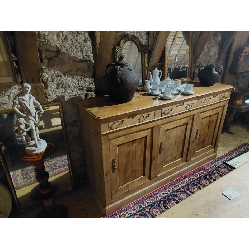 Groot volledig gerestaureerd Louis Philippe dressoir, 3 deuren 3 laden, 19e eeuw