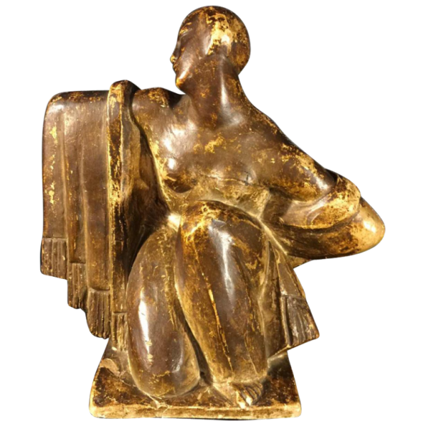 Jean Canneel, PLÃTRE D'ATELIER 1930, Sculpture Art DÃ©co femme nue Cubiste