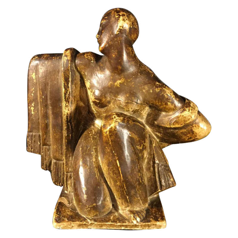 Jean Canneel, PLÃTRE D'ATELIER 1930, Sculpture Art DÃ©co femme nue Cubiste