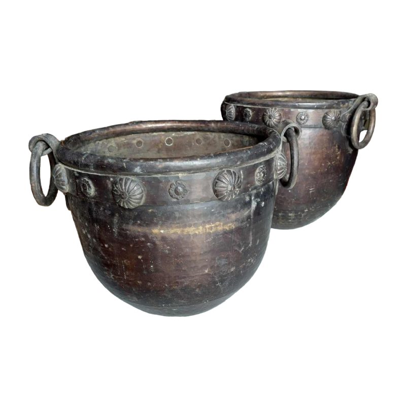 Paire de chaudrons en bronze, 19ème siècle