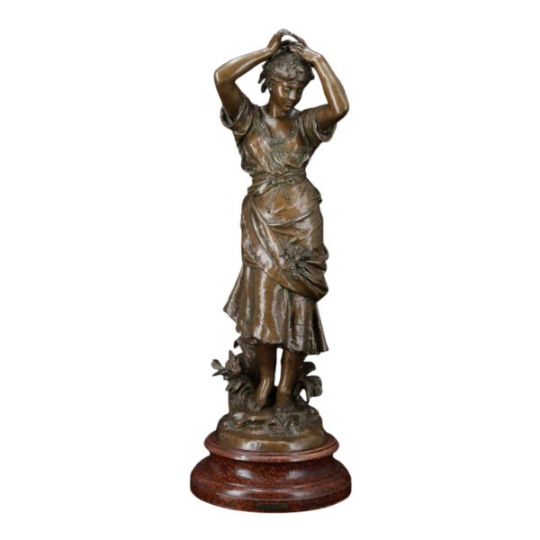 Auguste Moreau "Le miroir" sculpture en métal, XIXe s