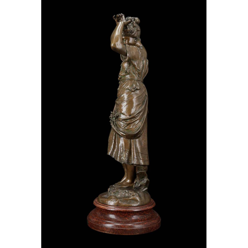 Auguste Moreau "Le miroir" sculpture en bronze, XIXe s