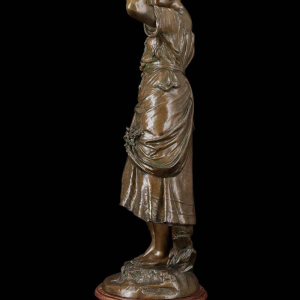 Auguste Moreau "De spiegel" bronzen sculptuur, 19e eeuw