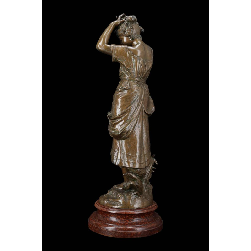 Auguste Moreau "Le miroir" sculpture en métal, XIXe s