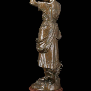 Auguste Moreau "Le miroir" sculpture en bronze, XIXe s