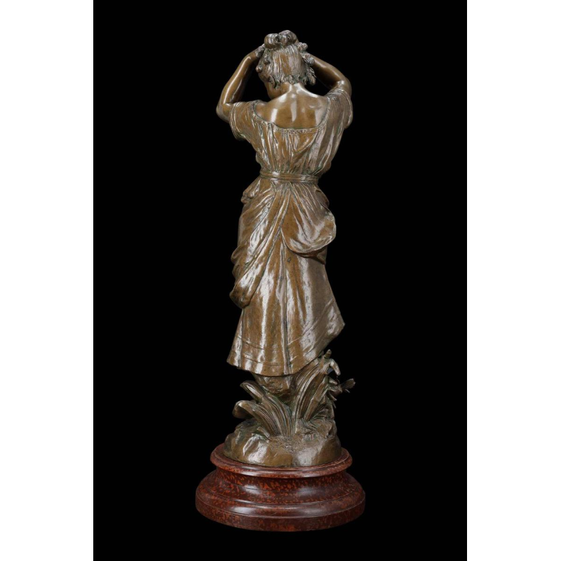 Auguste Moreau "The mirror" bronze sculpture, 19th century