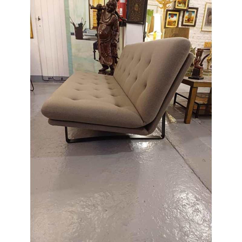 Artifort for Kho Liang Le, sofa/couch C684, lacquered steel frame & fabric seat, 1968