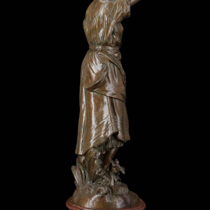 Auguste Moreau "Le miroir" sculpture en bronze, XIXe s