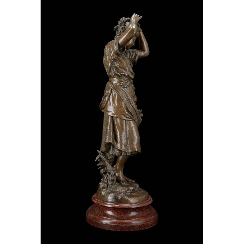 Auguste Moreau "The mirror" bronze sculpture, 19th century