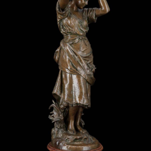 Auguste Moreau "Le miroir" sculpture en bronze, XIXe s