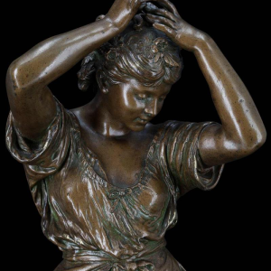 Auguste Moreau "Le miroir" sculpture en bronze, XIXe s