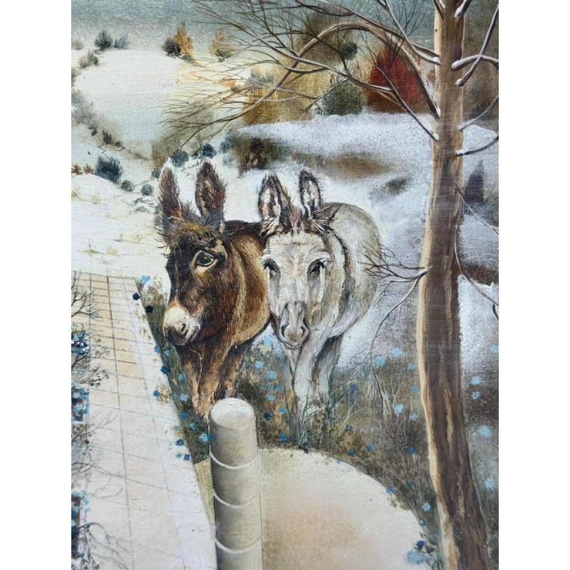 Danielle MOLINA “Summer landscape with donkeys“ oil on panel