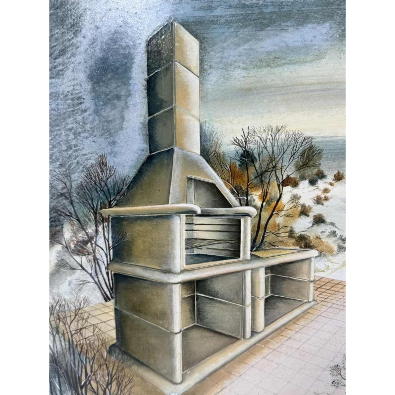 Danielle MOLINA “Zomerlandschap met ezels“ olieverf op paneel