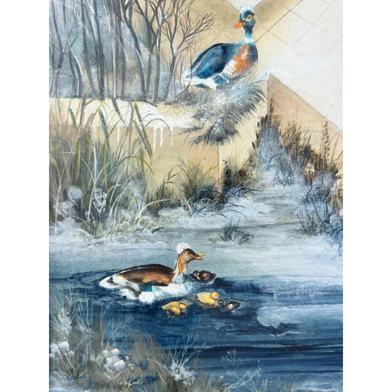 Danielle MOLINA “Zomerlandschap met ezels“ olieverf op paneel