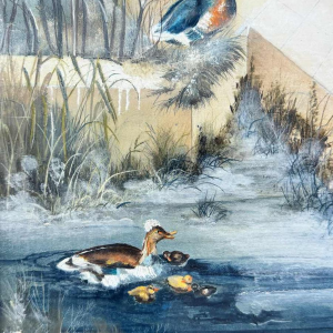 Danielle MOLINA “Zomerlandschap met ezels“ olieverf op paneel