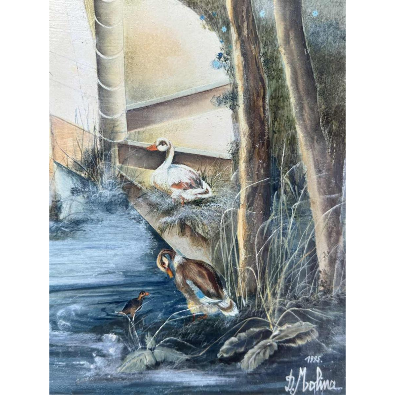 Danielle MOLINA “Summer landscape with donkeys“ oil on panel