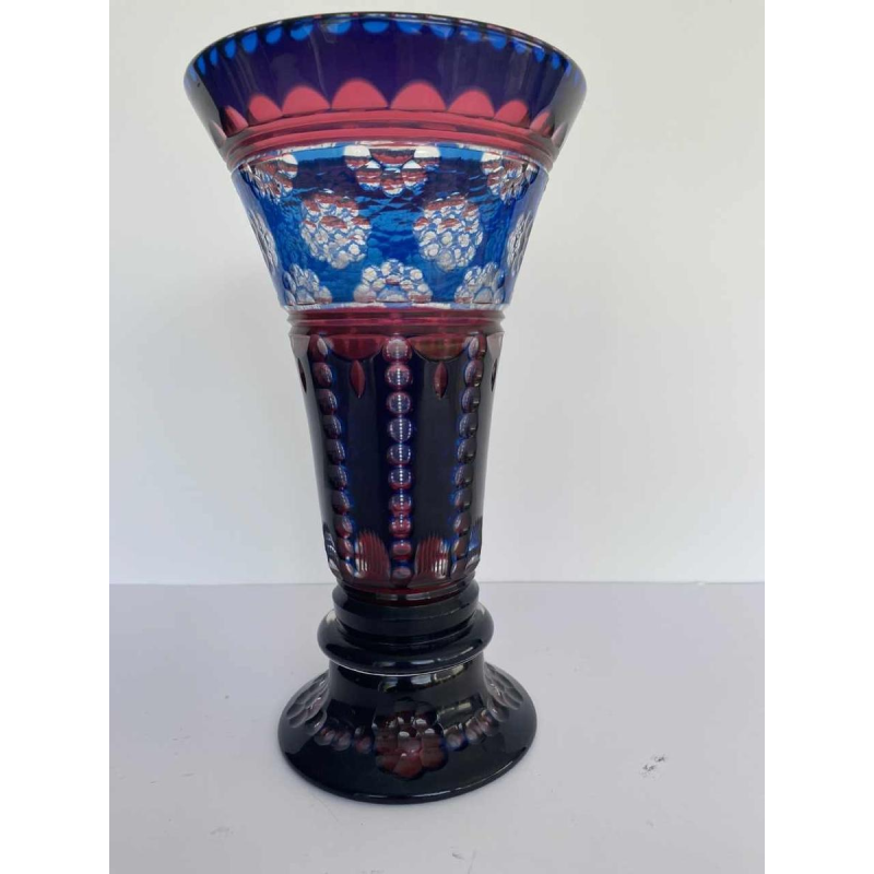 Joseph Simon pour Val-Saint-Lambert, vase triplé rouge et bleu, ca 1920