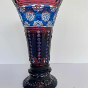Joseph Simon pour Val-Saint-Lambert, vase triplé rouge et bleu, ca 1920