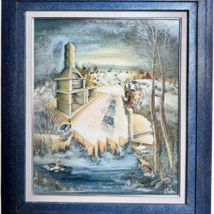 Danielle MOLINA “Zomerlandschap met ezels“ olieverf op paneel