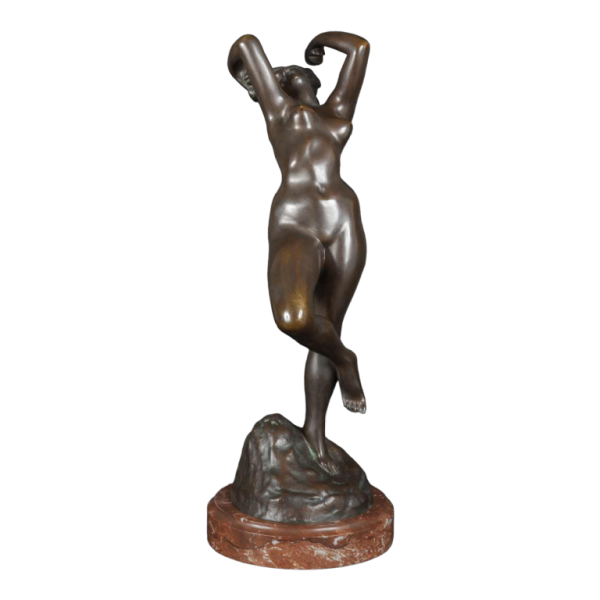 JEF LAMBEAUX «La danseuse aux castagnettes" sculpture femme nue en bronze, fin 19ème