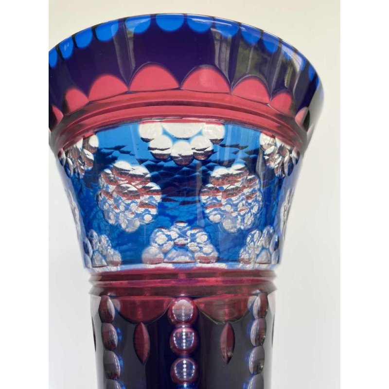 Joseph Simon voor Val-Saint-Lambert, rode en blauwe drievoudige vaas, ca 1920