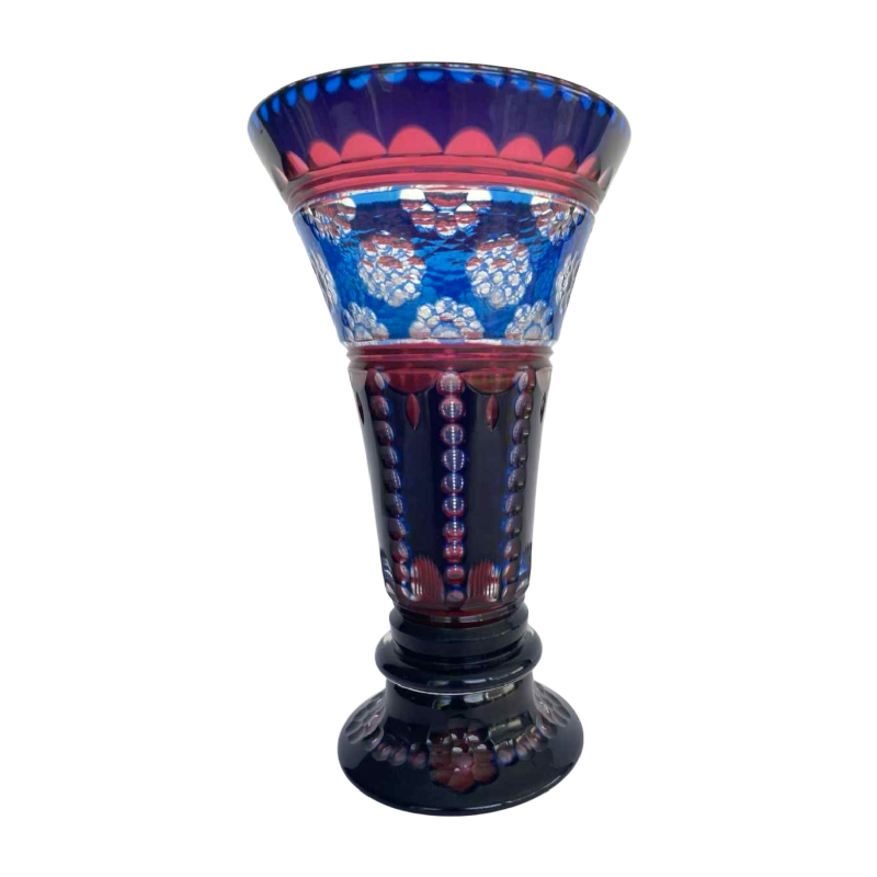 Joseph Simon pour Val-Saint-Lambert, vase triplé rouge et bleu, ca 1920