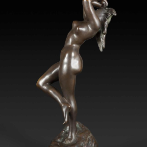 JEF LAMBEAUX «La danseuse aux castagnettes" sculpture femme nue en bronze, fin 19ème