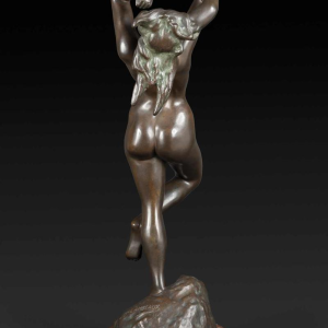 JEF LAMBEAUX «La danseuse aux castagnettes" sculpture femme nue en bronze, fin 19ème