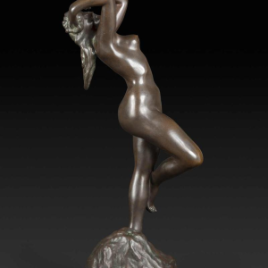 JEF LAMBEAUX «La danseuse aux castagnettes" sculpture femme nue en bronze, fin 19ème