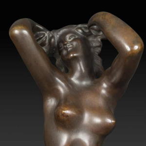 JEF LAMBEAUX "The castanet dancer" naked woman bronze sculpture, late 19th century
