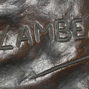 JEF LAMBEAUX "The castanet dancer" naked woman bronze sculpture, late 19th century