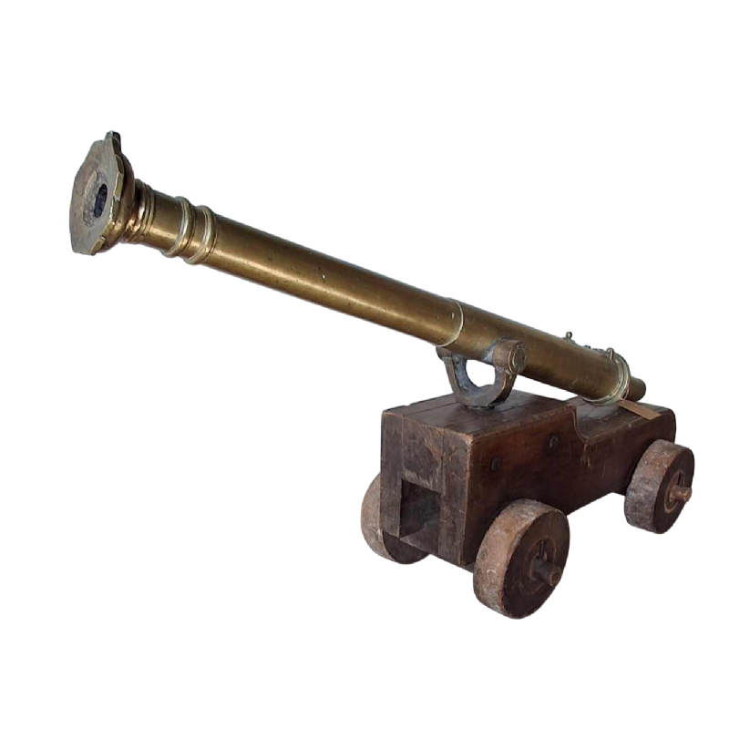 Bronze Couleuvrine de Marine ship's gun, wooden base