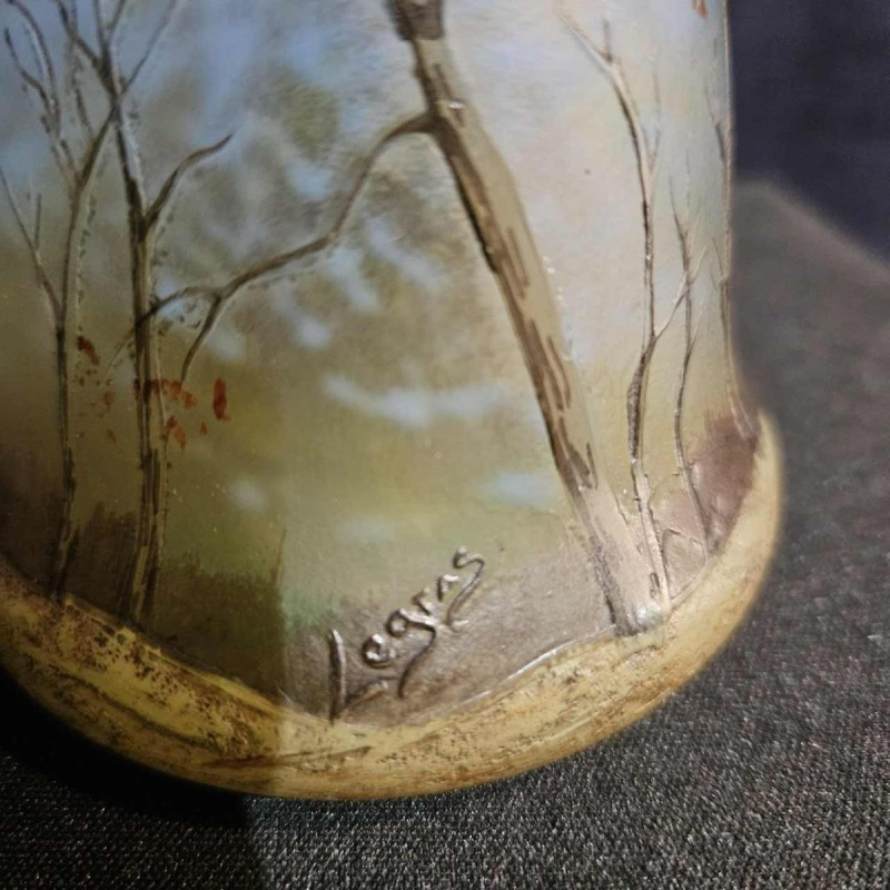 Legras, small Art Nouveau vase in acid-etched glass, early 20th century