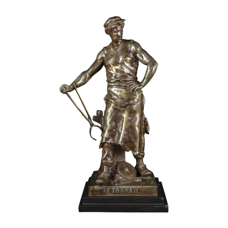 EMILE LOUIS PICAULT "LE TRAVAIL" bronzen beeld, eind 19e eeuw