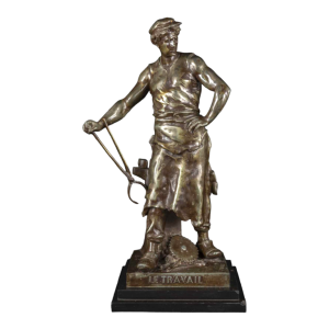 EMILE LOUIS PICAULT "LE TRAVAIL" bronzen beeld, eind 19e eeuw