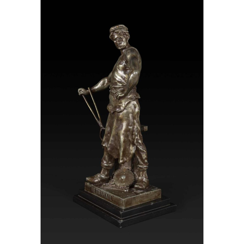 EMILE LOUIS PICAULT "LE TRAVAIL" bronzen beeld, eind 19e eeuw