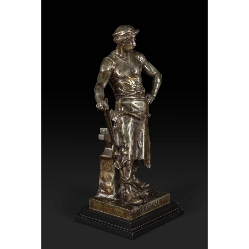 EMILE LOUIS PICAULT "LE TRAVAIL" bronzen beeld, eind 19e eeuw