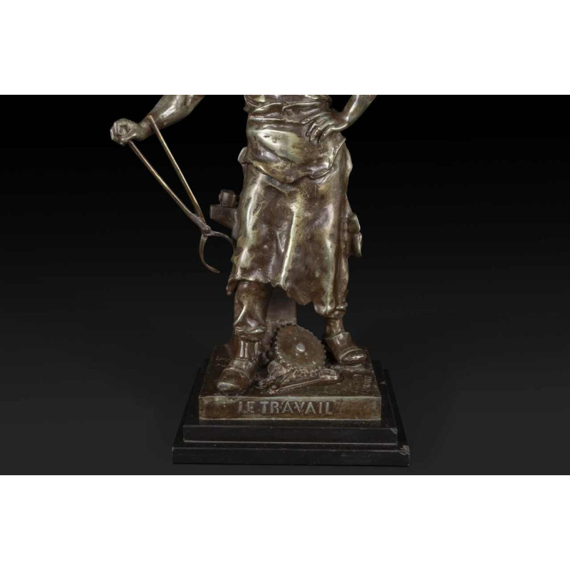 EMILE LOUIS PICAULT "LE TRAVAIL" bronzen beeld, eind 19e eeuw