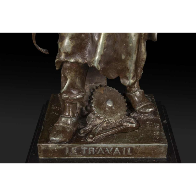 EMILE LOUIS PICAULT "LE TRAVAIL" bronze statue, late 19th century
