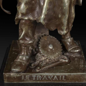 EMILE LOUIS PICAULT "LE TRAVAIL" bronze statue, late 19th century