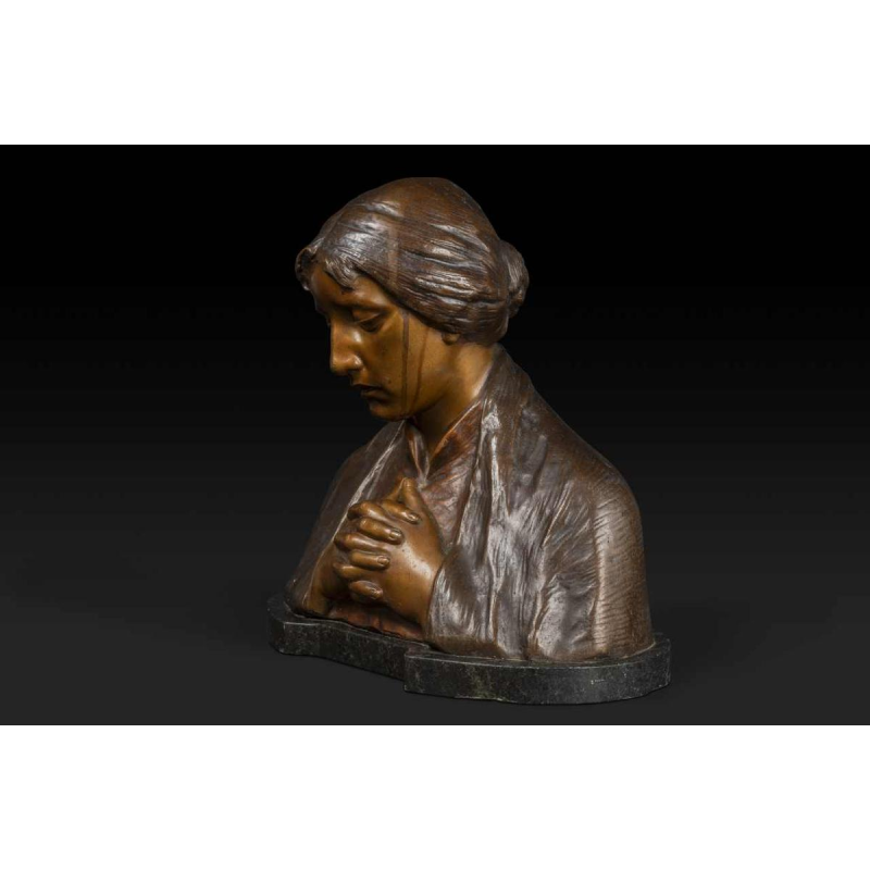 ADOLF JOSEF POHL "MATER DOLOROSA" sculptuur bronzen buste