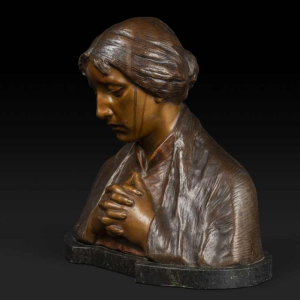 ADOLF JOSEF POHL "MATER DOLOROSA" sculptuur bronzen buste