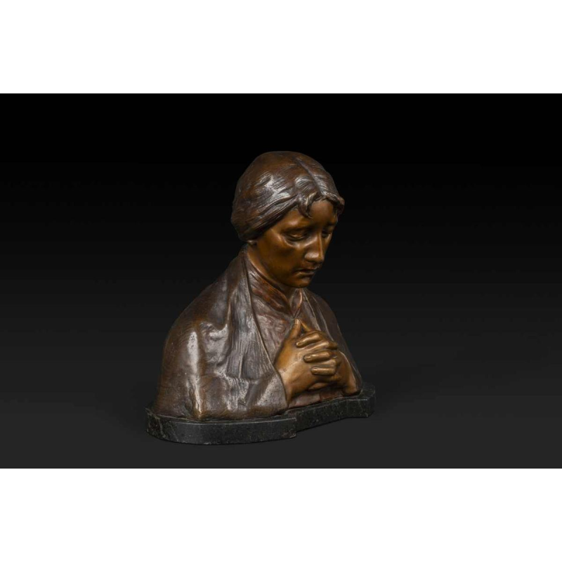 ADOLF JOSEF POHL « MATER DOLOROSA » sculpture buste en bronze