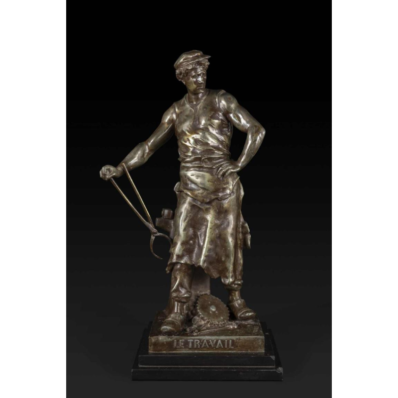 EMILE LOUIS PICAULT "LE TRAVAIL" bronze statue, late 19th century