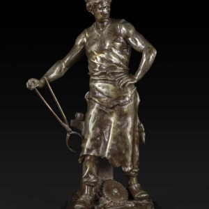 EMILE LOUIS PICAULT "LE TRAVAIL" bronze statue, late 19th century