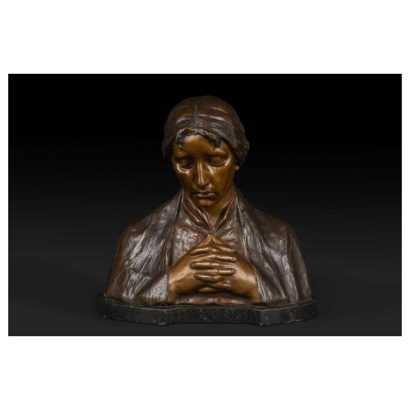 ADOLF JOSEF POHL "MATER DOLOROSA" sculpture bronze bust