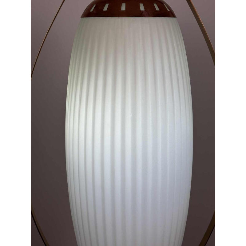 Mid-eeuwse vloerlamp, opaline Murano glas & messing, stijl of Angelo Lelii voor Arredoluce, Italië ca 1950