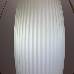 Mid-century floor lamp, opaline Murano glass & brass, style of Angelo Lelii for Arredoluce, Italy ca 1950